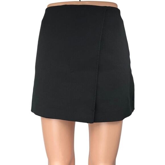Zara Women's Black Side Zip Casual Mini A-Line Pencil Wrap Skirt Skort Size M - Picture 1 of 4